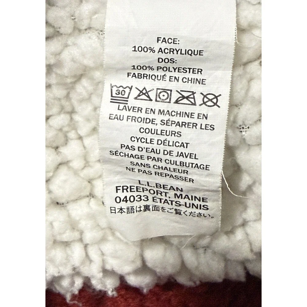 LL Bean Throw Blanket Chunky‎ Cable Knit Fisherman Red Soft Sherpa Reversible